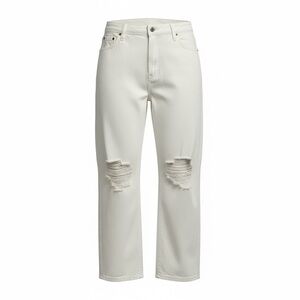 Eloquii Plus Size Distressed White Denim Pants